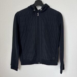 Abercrombie & Fitch Women's Quilted Hoodie Black/Navy Lightweight Jacket, S